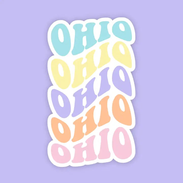Ohio Beachy Retro State Name Sticker image 0
