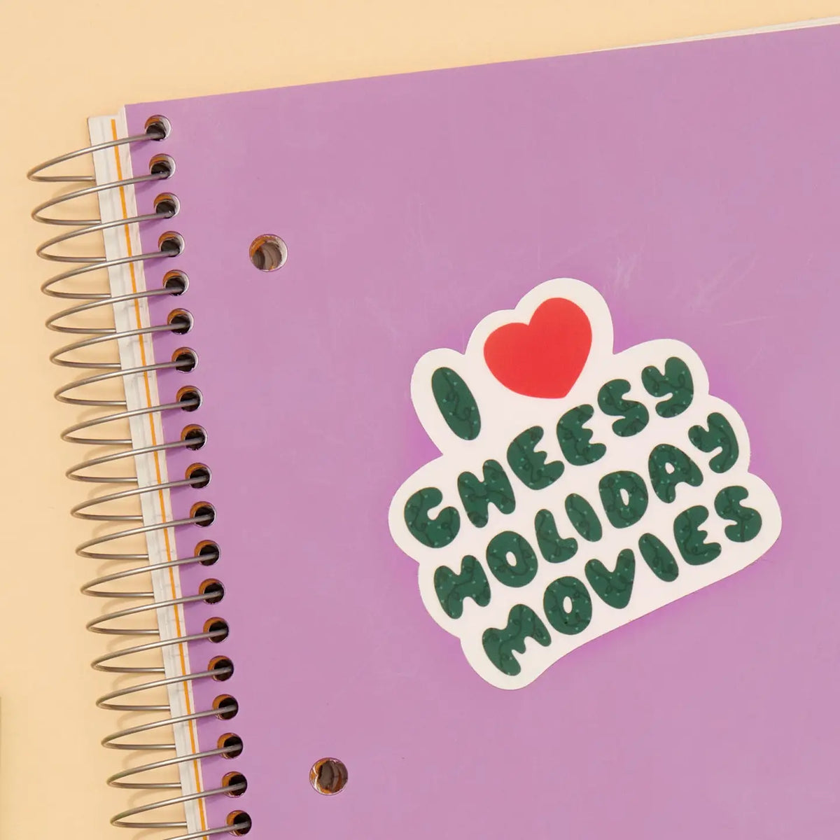 I Heart Cheesy Holiday Movies Vinyl Sticker image 1