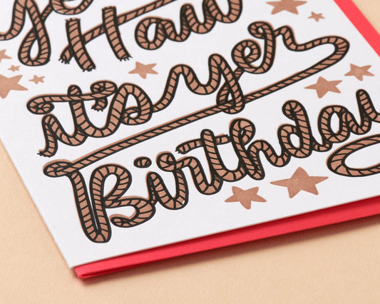 Yee Haw Western Birthday Letterpress Greeting Card image 1