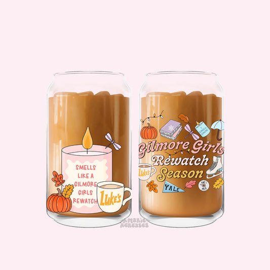 Gilmore Girls Rewatch Season Glass Cup image 0