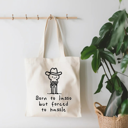 Born To Lasso Forced To Hassle Small Canvas Tote Bag image 0