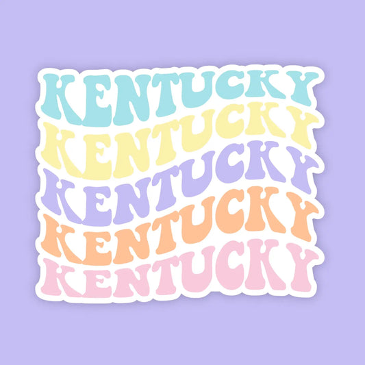 Kentucky Beachy Retro State Name Sticker image 0