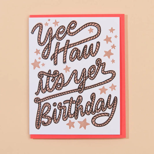 Yee Haw Western Birthday Letterpress Greeting Card image 0